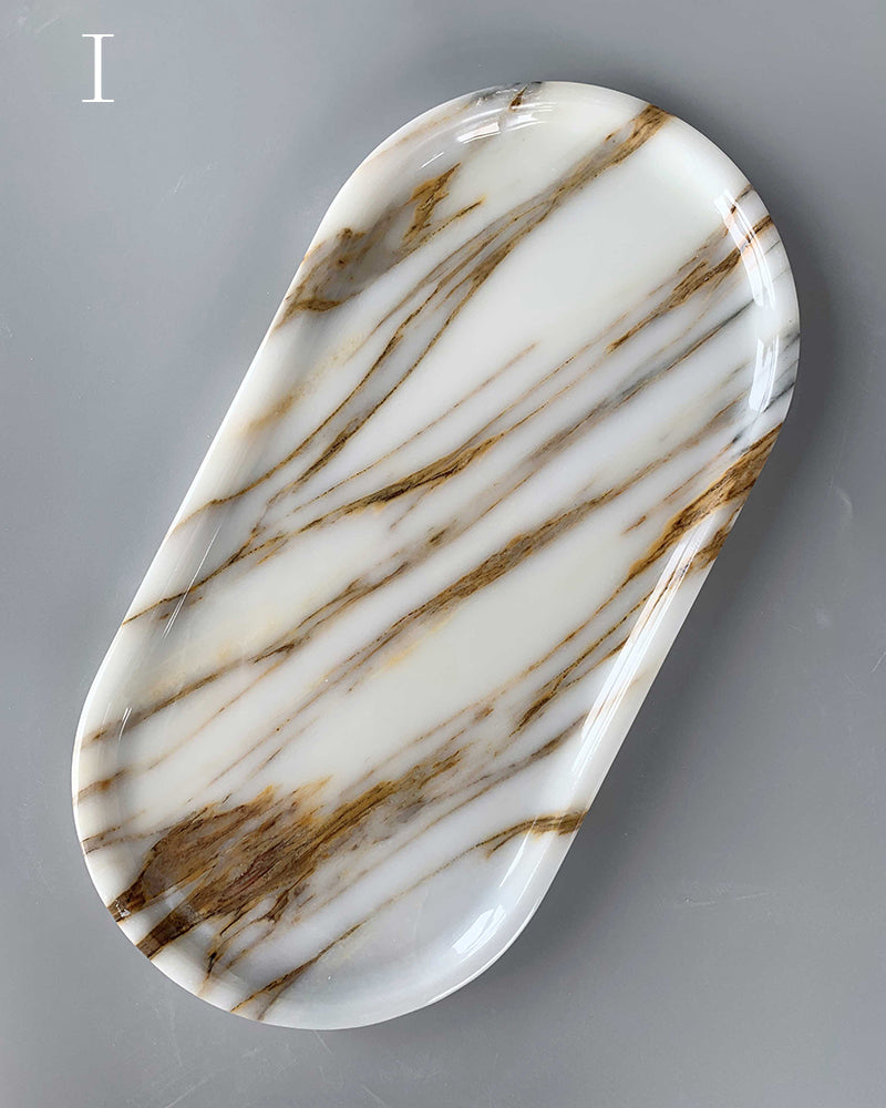 Natural Marble Square Round Tray