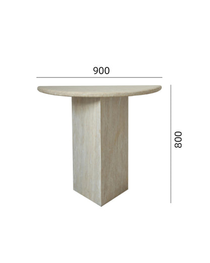 Natural Marble Travertine Triangular Sector Console Table