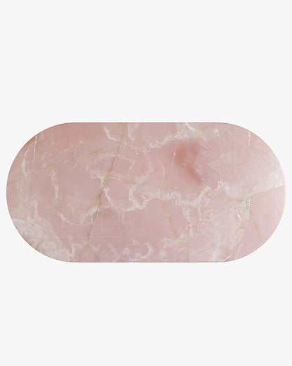 Natural Pink Onyx Dining Table - Semi-cyl Base