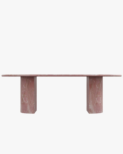Natural Pink Onyx Dining Table - Semi-cyl Base