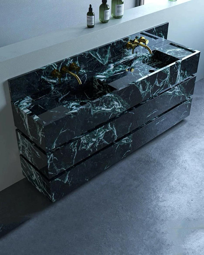 Natural Stone Bathroom Vanity Double Sink & Unit  - with Drawers