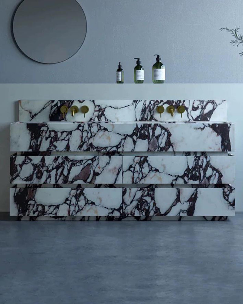 Natural Stone Bathroom Vanity Double Sink & Unit  - with Drawers
