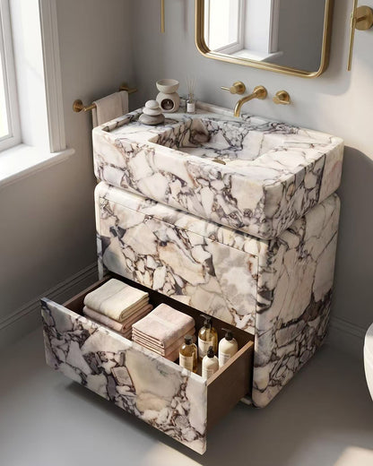 Natural Stone Bathroom Vanity Sink  - Multiple Drawers