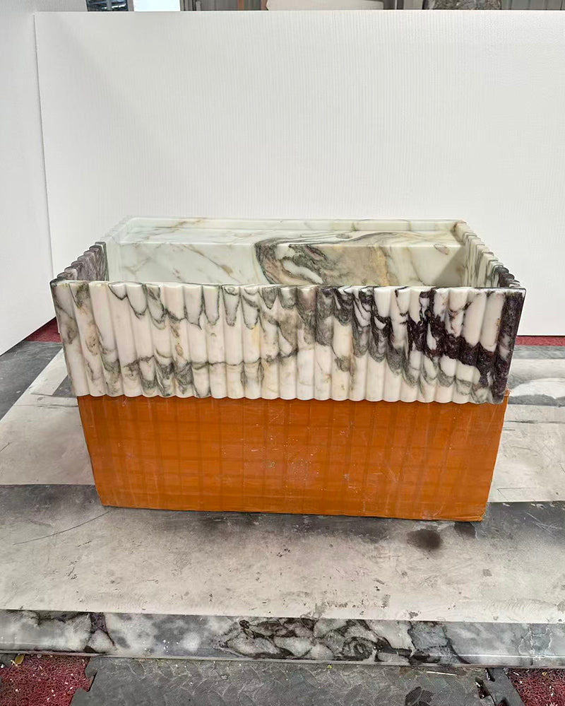 Natural Stone Fluted Sink - Vanity Basin