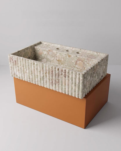 Natural Stone Fluted Sink - Vanity Basin