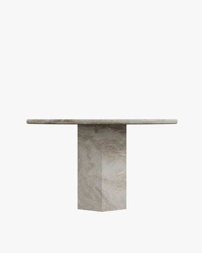 Natural Stone Taj Mahal Dining Table with Hexagon Base