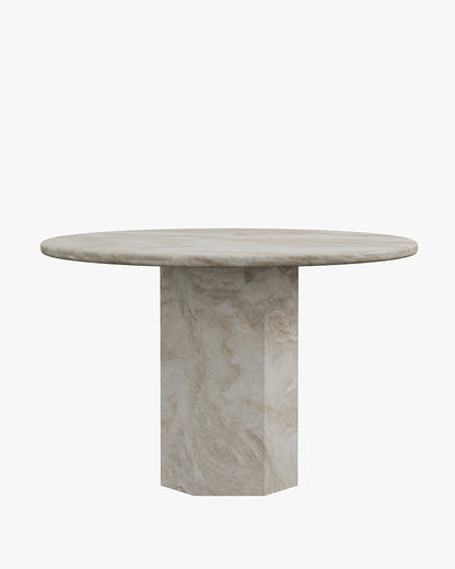 Natural Stone Taj Mahal Dining Table with Hexagon Base