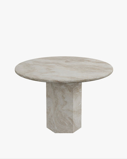 Natural Stone Taj Mahal Dining Table with Hexagon Base