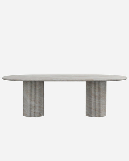 Natural Stone Taj Mahal Dining Table with Petal Base