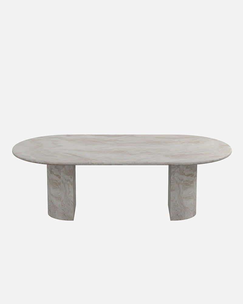 Natural Stone Tal Mahal Dining Table - Semi-cyl Base