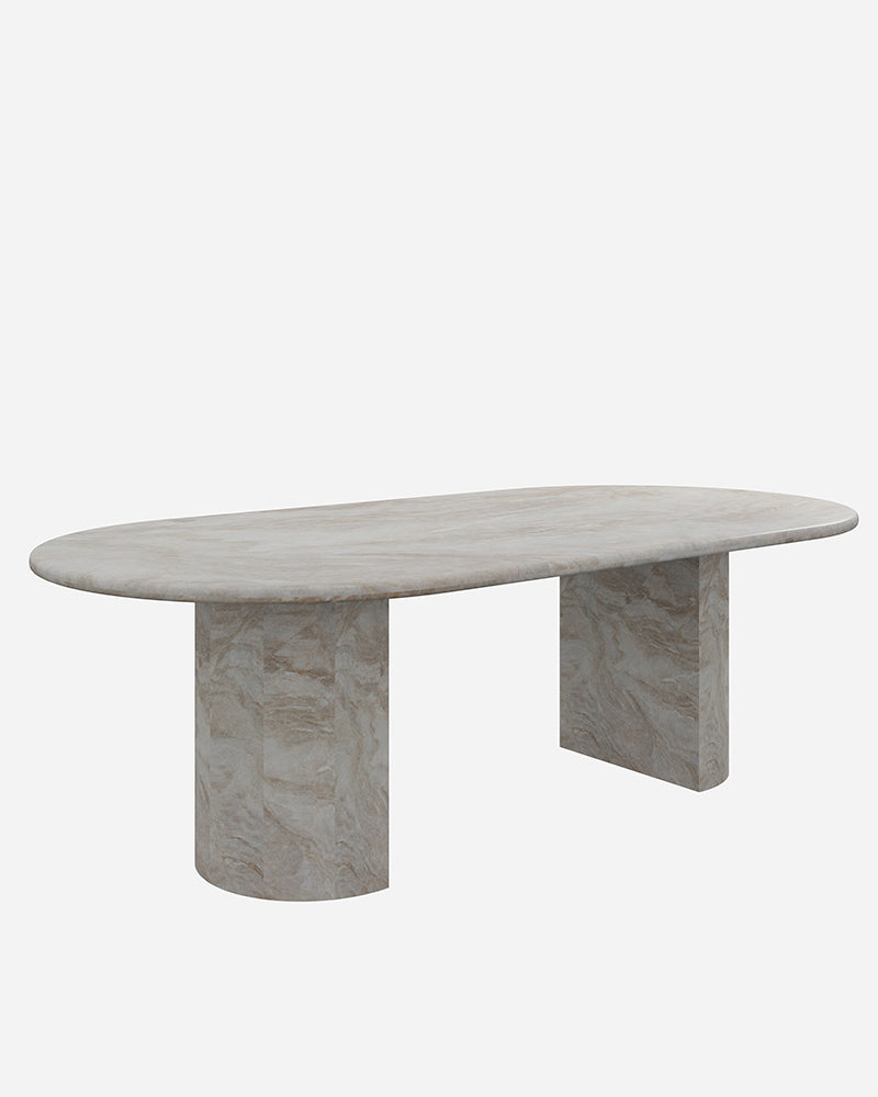 Natural Stone Tal Mahal Dining Table - Semi-cyl Base