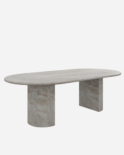Natural Stone Tal Mahal Dining Table - Semi-cyl Base