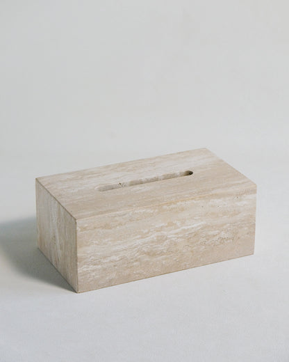 Natural White Travertine Tissue Box