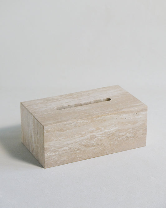 Natural White Travertine Tissue Box