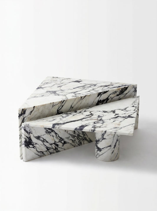 Natural Marble Calacatta Viola Triangle Coffee Table 2Pcs