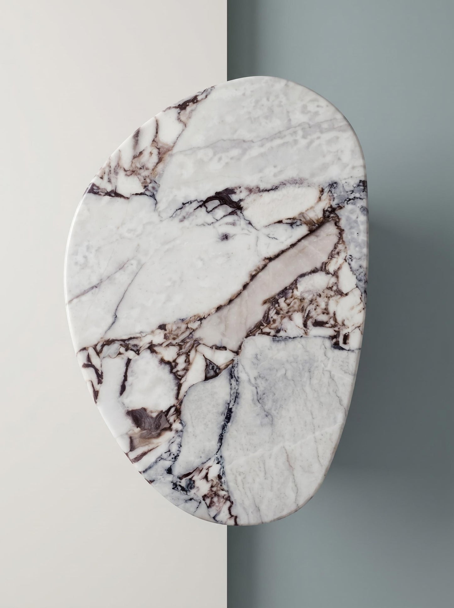 Natural Marble Ocean Storm Organic Egg Shape Coffee Table