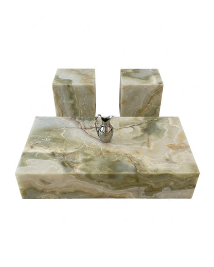 Natural Marble Green Onyx Plinth Coffee Table