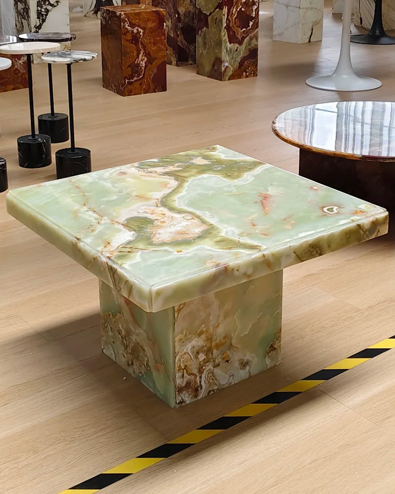 Natural Marble Green Onyx Square Coffee Table