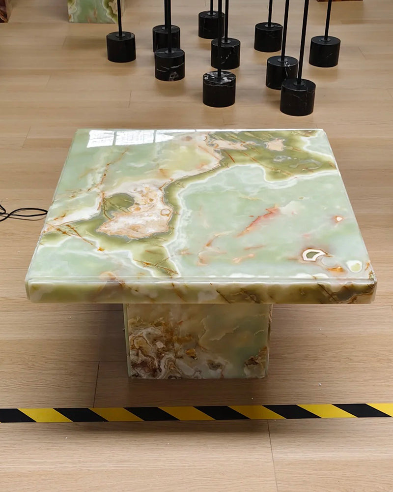 Natural Marble Green Onyx Square Coffee Table