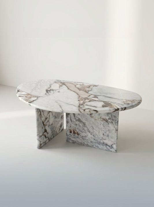 Natural Marble Ocean Storm Organic Egg Shape Coffee Table