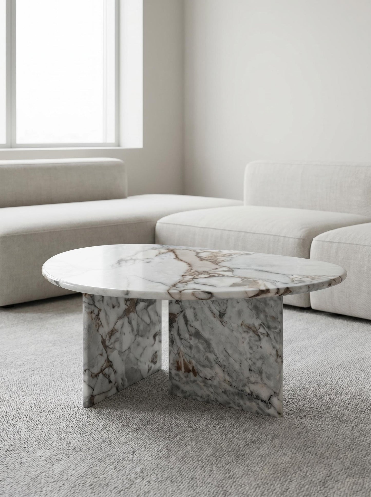 Natural Marble Ocean Storm Organic Egg Shape Coffee Table