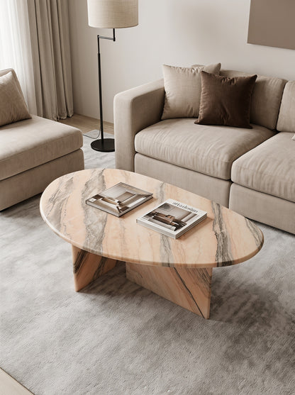 Natural Marble Rosso Portugal Organic Egg Shape Coffee Table