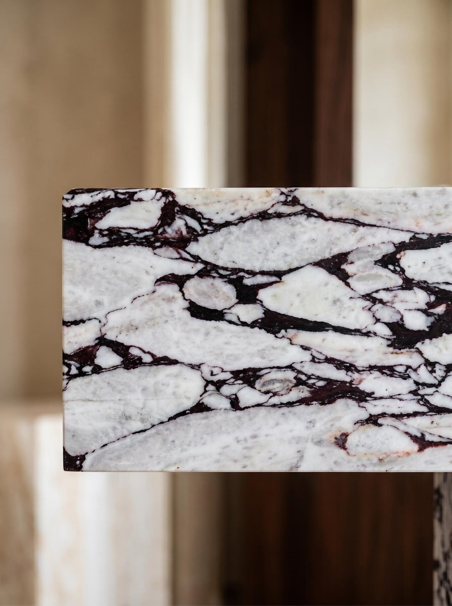 Natural Marble Pedestal Vanity with Single Sink
