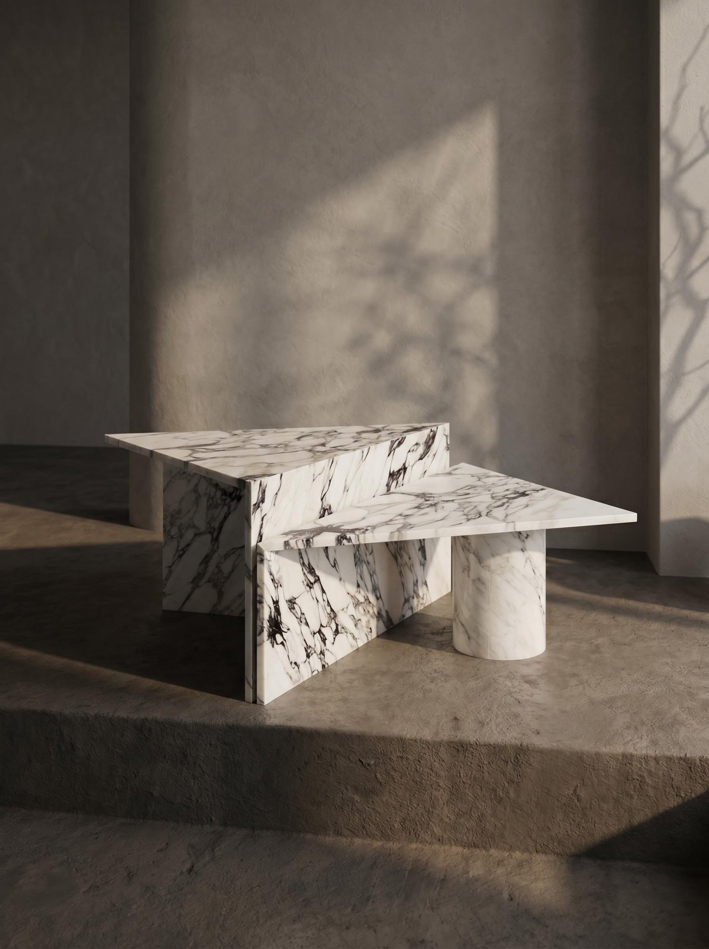 Natural Marble Calacatta Viola Triangle Coffee Table 2Pcs