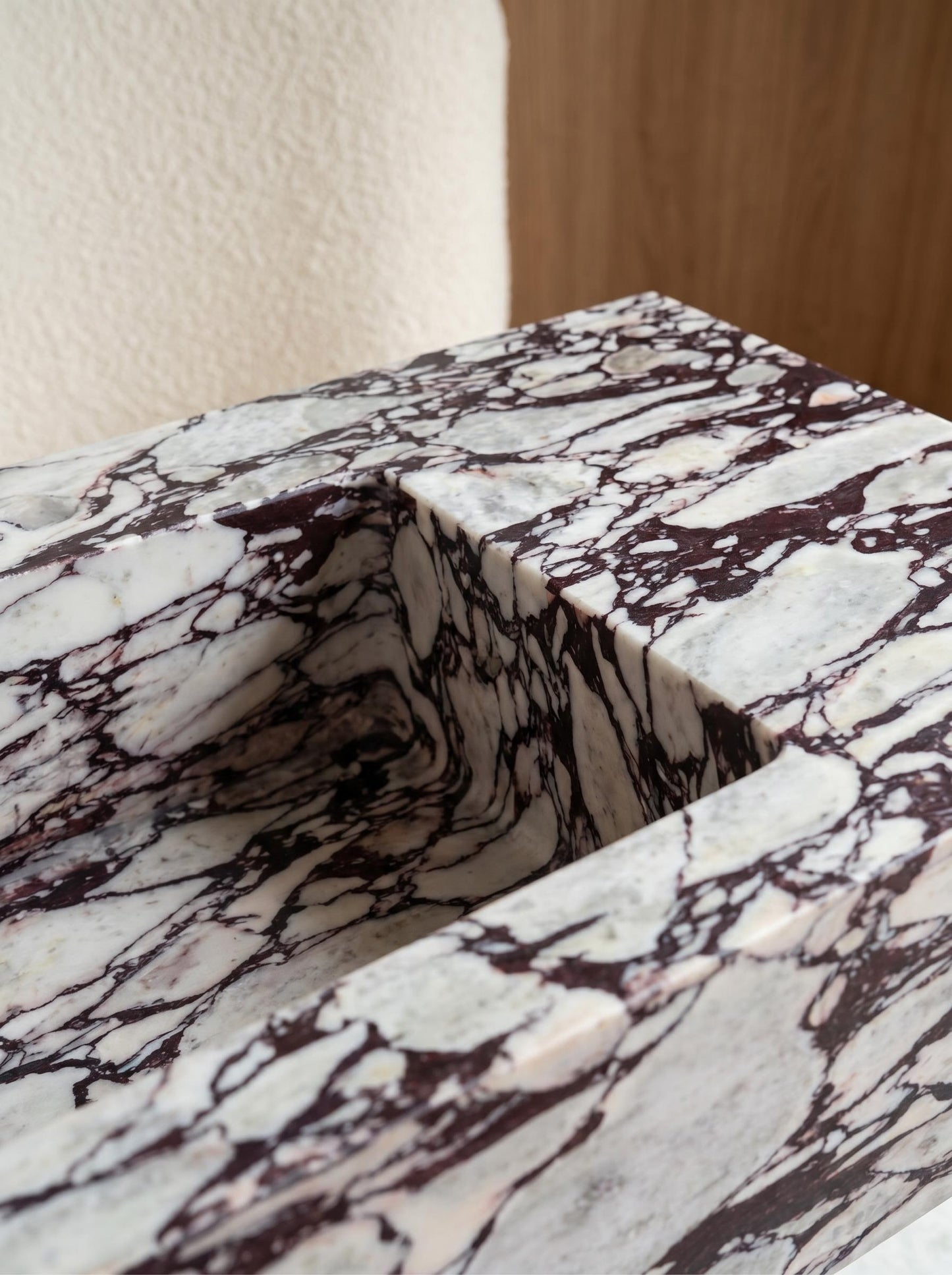 Natural Marble Pedestal Vanity with Single Sink