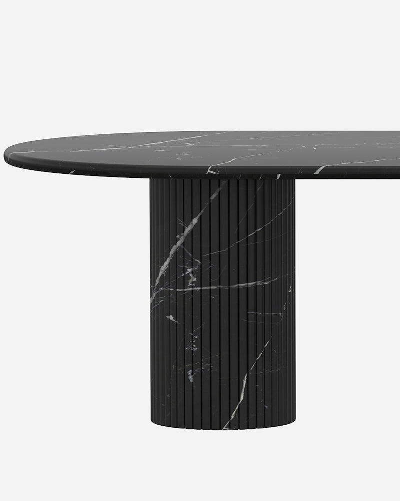 Nero Margiua Marble Dining Table with Petal Base