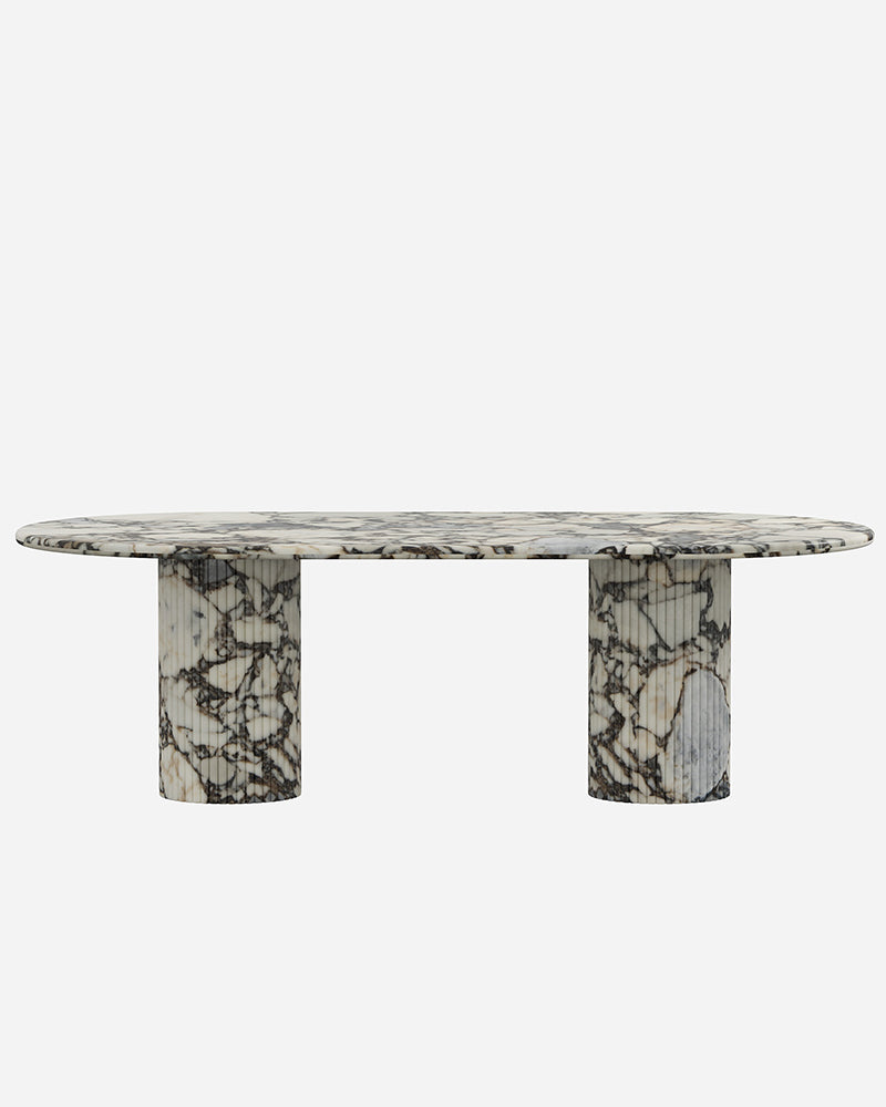 Ocean Storm Marble Dining Table with Petal Base