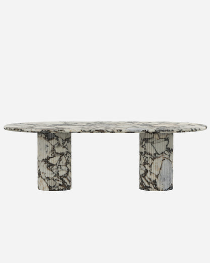 Ocean Storm Marble Dining Table with Petal Base