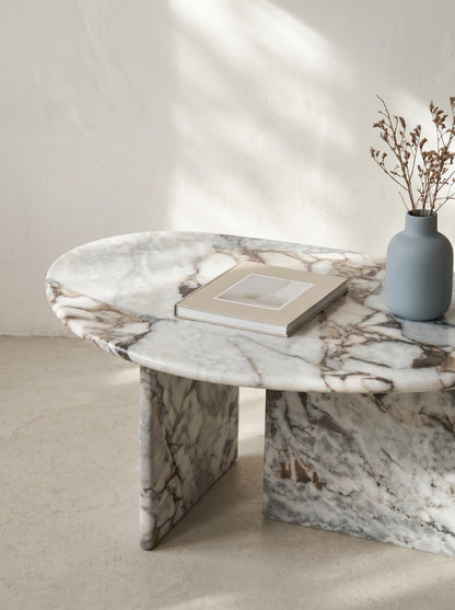 Natural Marble Ocean Storm Organic Egg Shape Coffee Table