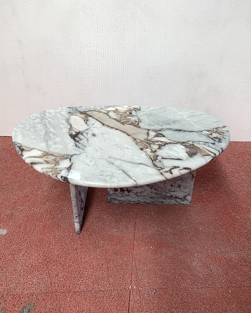 Ocean Storm Marble Organic Egg Shape Coffee Table