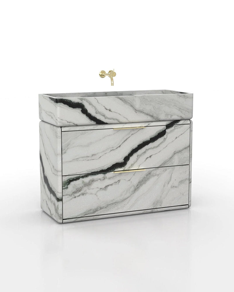 Natural Stone Bathroom Vanity Sink  - Multiple Drawers