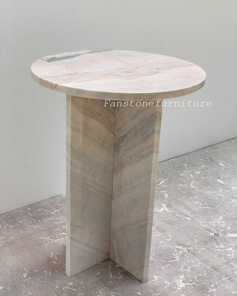 Pink Marble Polished Side Table