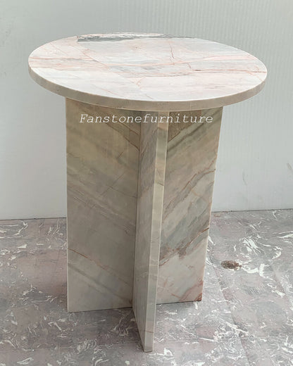Pink Marble Polished Side Table