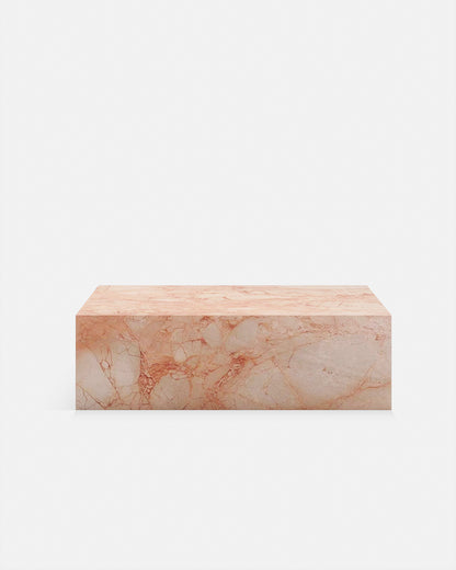 Pink Rose Marble Rectangle Plinth Coffee Table