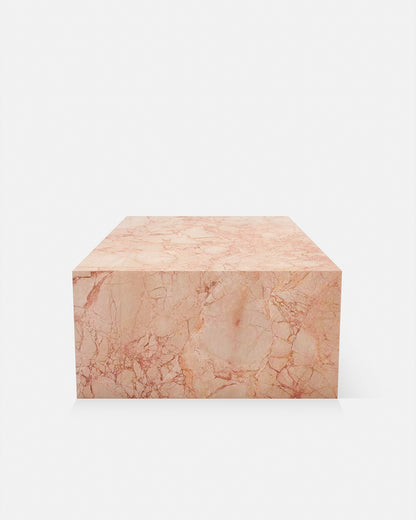 Pink Rose Marble Rectangle Plinth Coffee Table