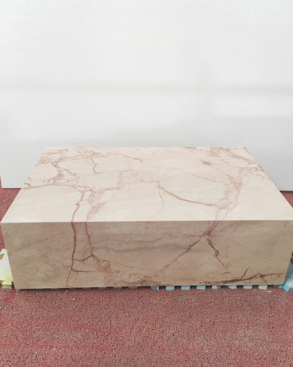 Pink Rose Marble Rectangle Plinth Coffee Table