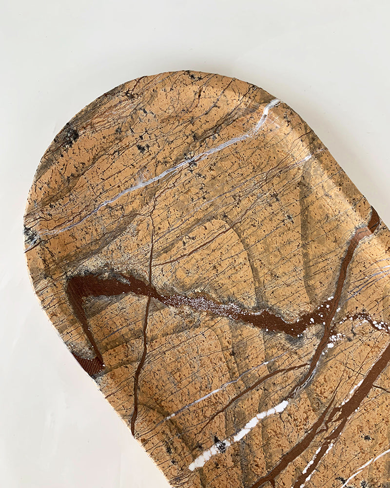 Rainforest Brown Square Round Marble Tray