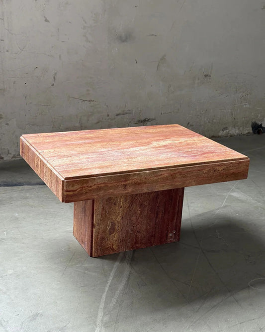 Red Travertine Rectangle Coffee Table