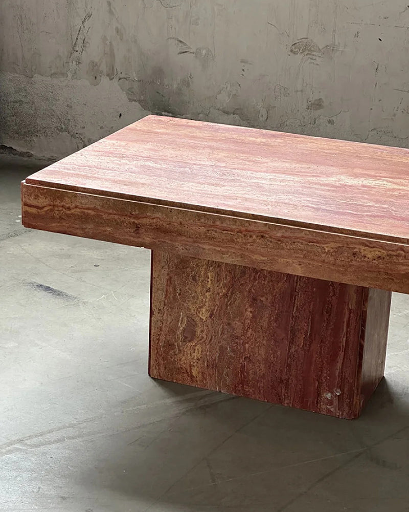 Red Travertine Rectangle Coffee Table