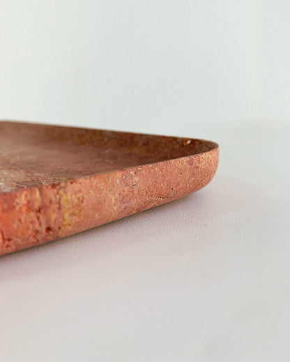 Red Travertine Marble Rectangle Tray