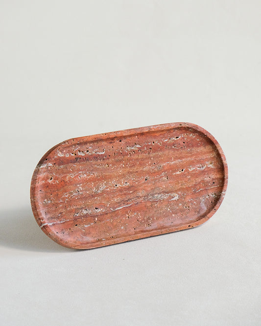 Red Travertine Marble Tray