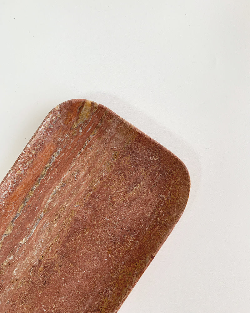 Red Travertine Marble Rectangle Tray