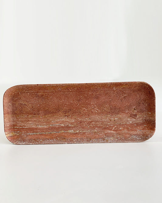 Red Travertine Marble Rectangle Tray