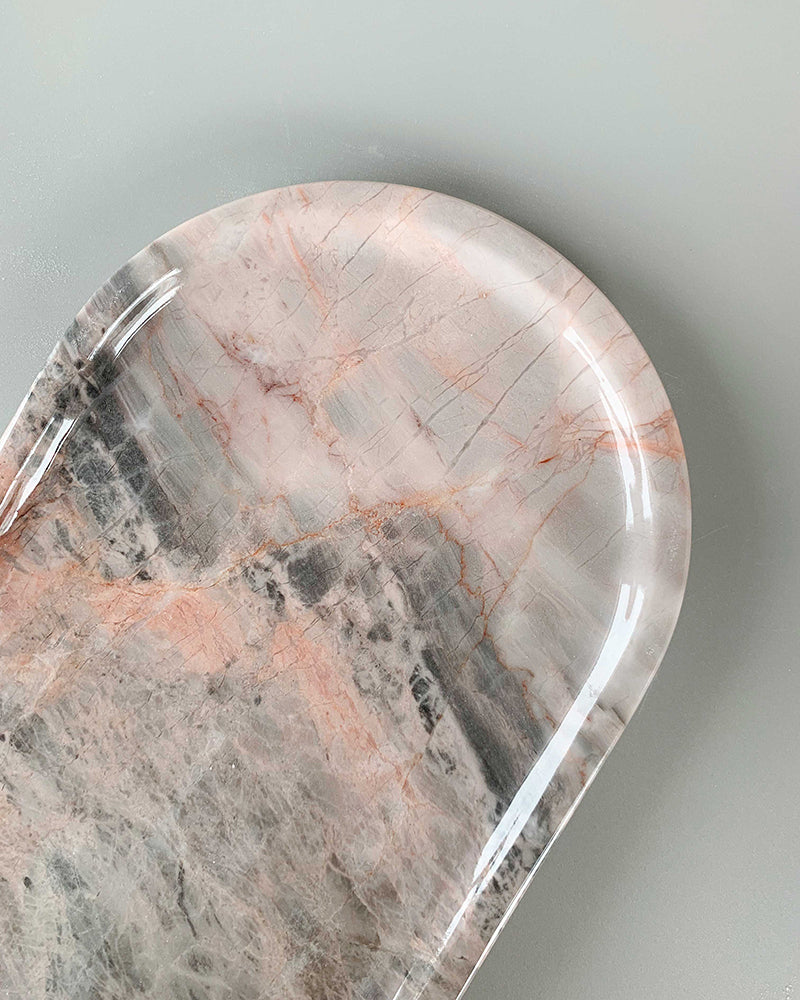 Rose Pink Marble Square Round Tray