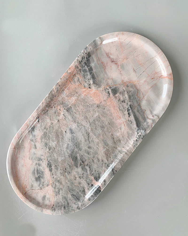 Rose Pink Marble Square Round Tray