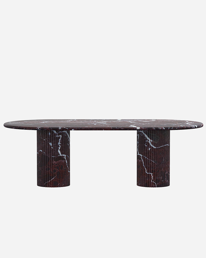 Rosso Levantine Marble Dining Table with Petal Base